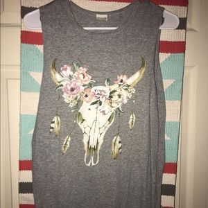 Tank top with flowered skull